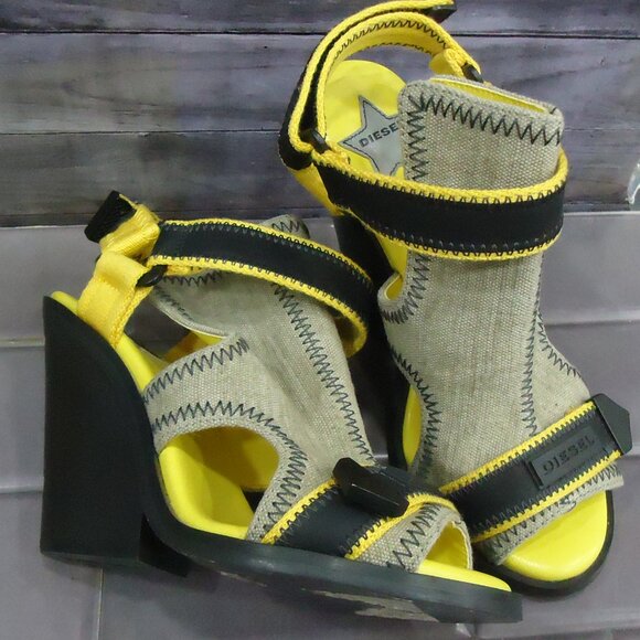 NWOT. SIZE 38. Diesel open toe wedge heel sandals. - Picture 1 of 16